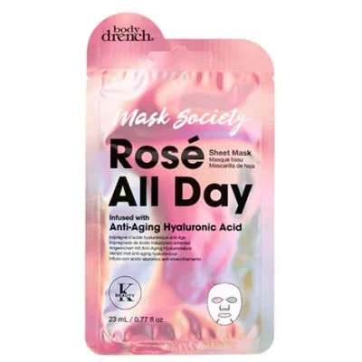 Body Drench Mask Society Rose All Day Sheet Mask Anti - Aging Hyaluronic Acid 23ml